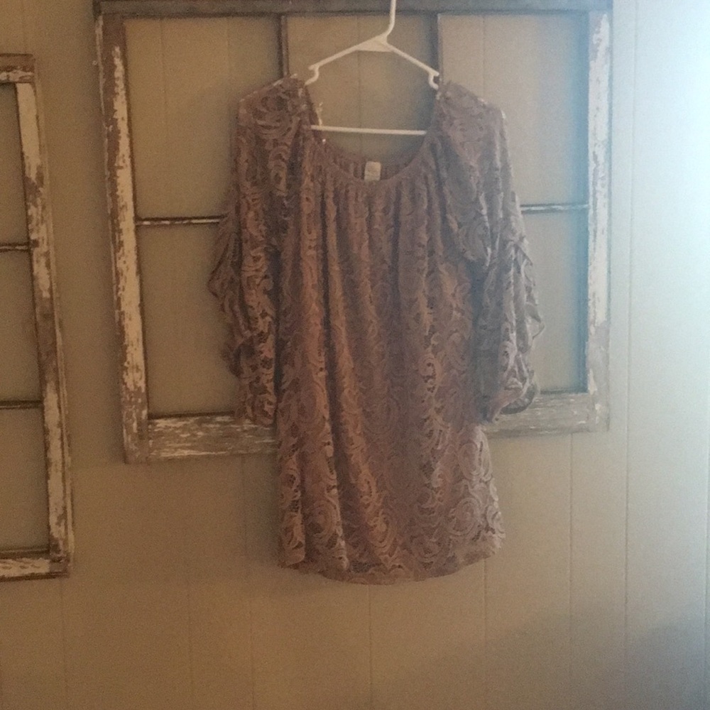 Tan lace blouse